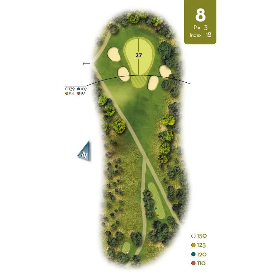 Aerial photo of hole 8 at Elverum Golf Club surrounded by forest