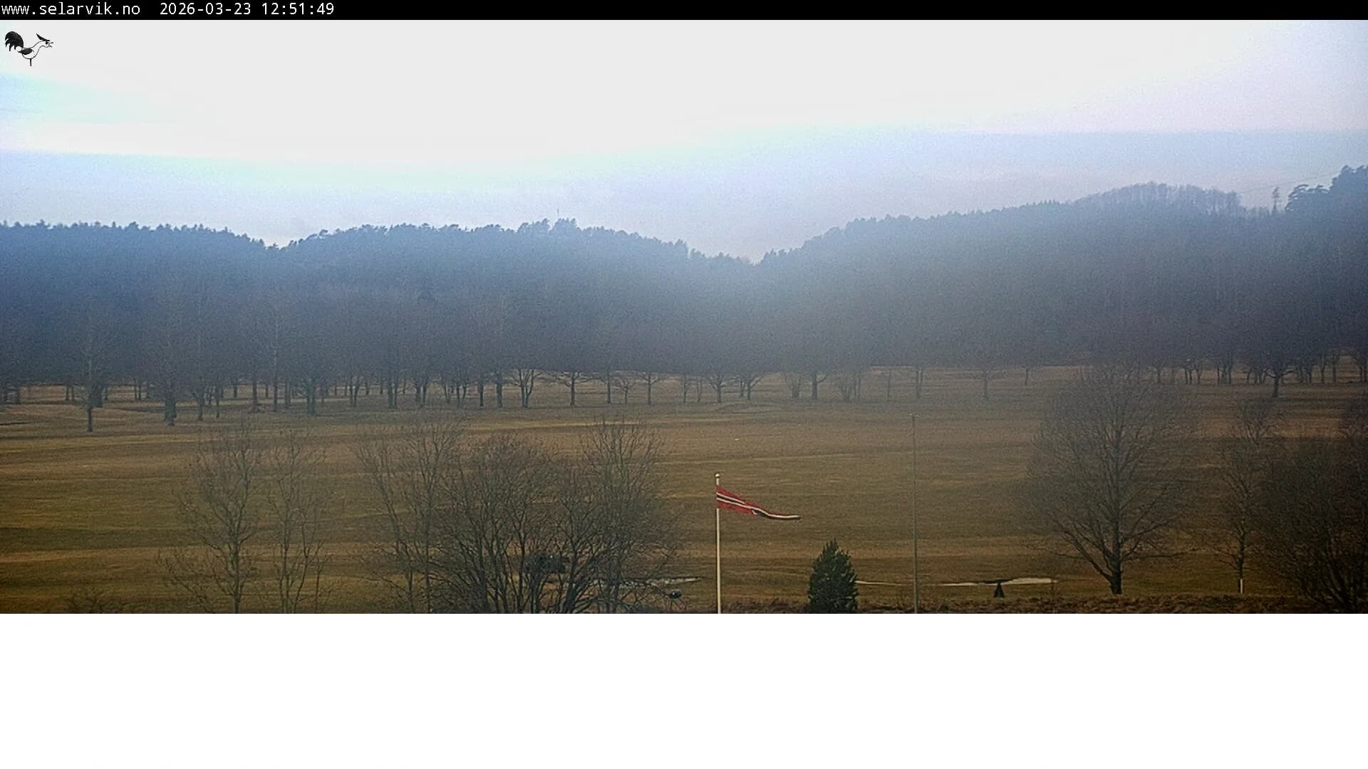 Live webcam feed from Larvik Golf Club showing current course conditions and weather