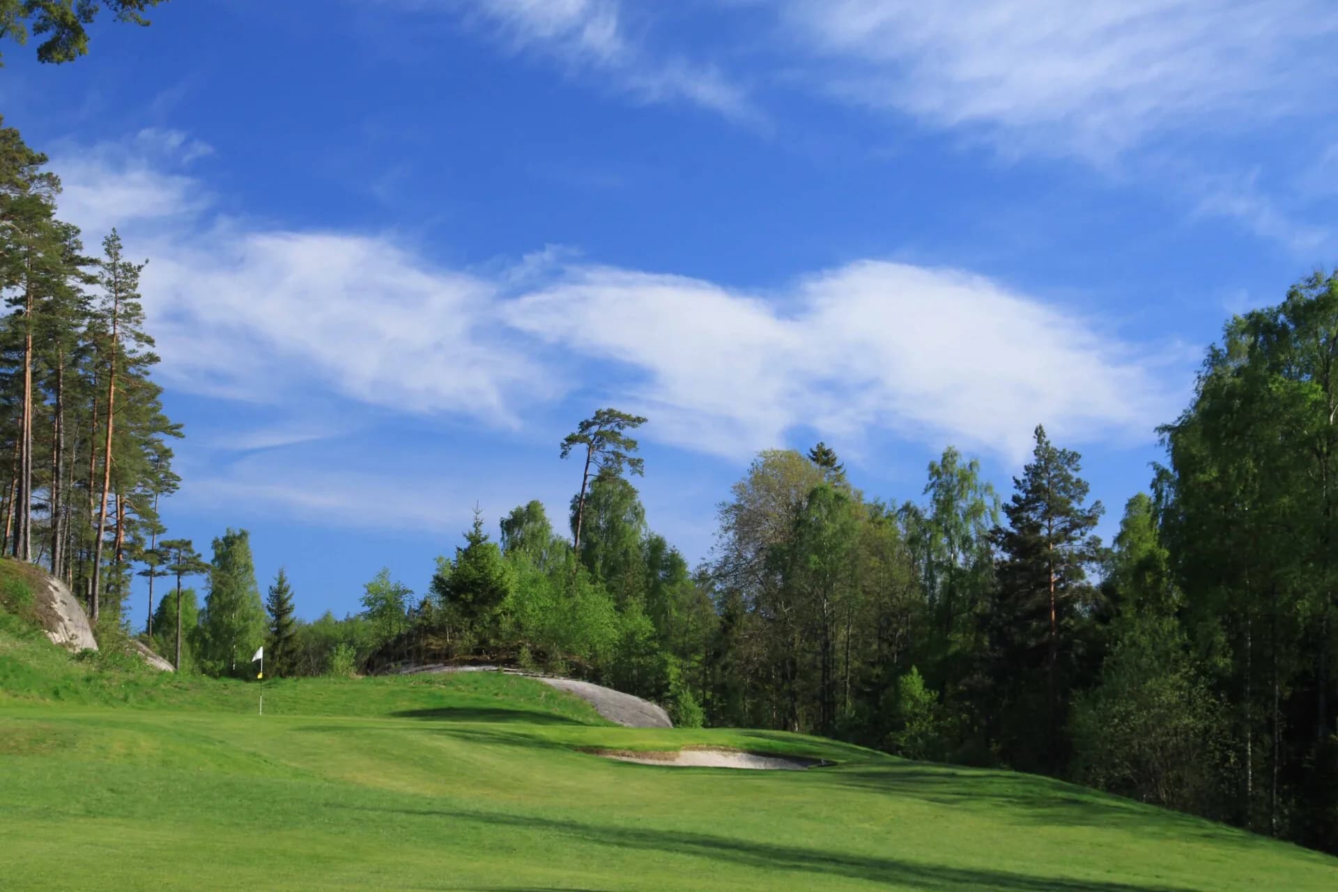 Spectacular view over hole at Sandefjord Golf Club with forest and open landscape