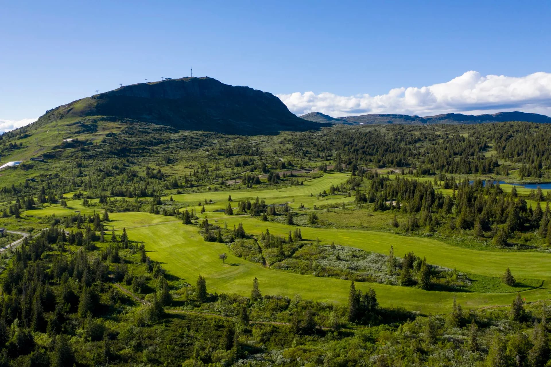 Aerial view of Skei Golf Club, the Nordic region's highest 18-hole golf course at 860 meters above sea level