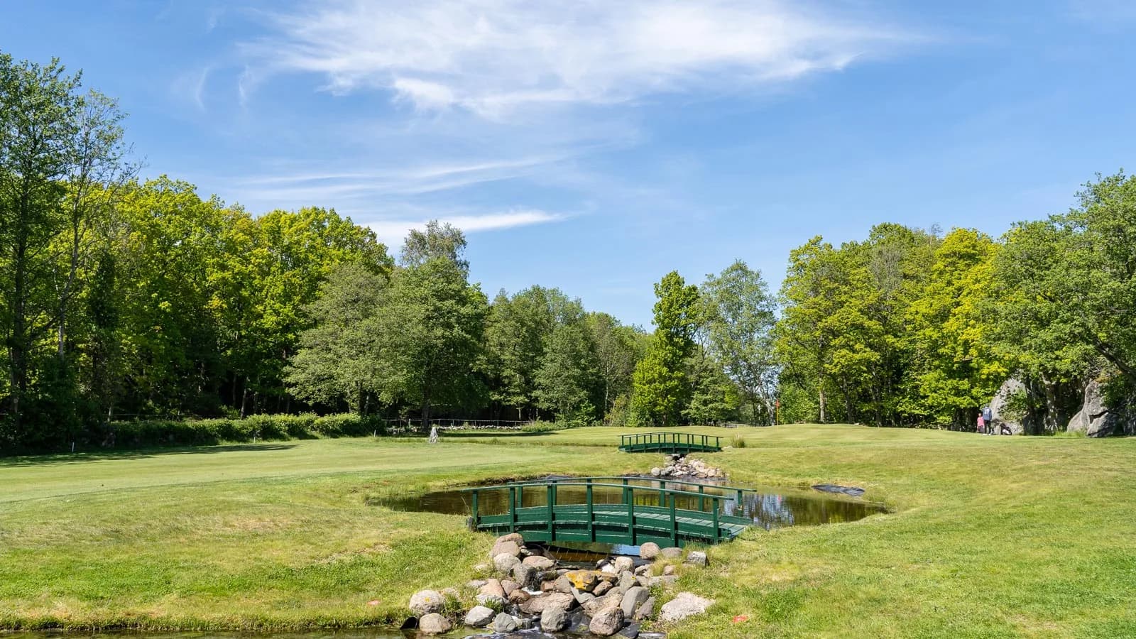 Golf hole with water hazard and green at Tjøme Golf Club