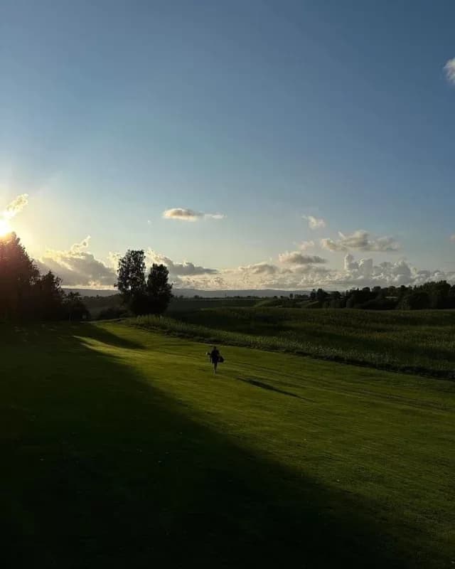 Beautiful evening atmosphere at Ullensaker Golf Club with sunset over the fairways